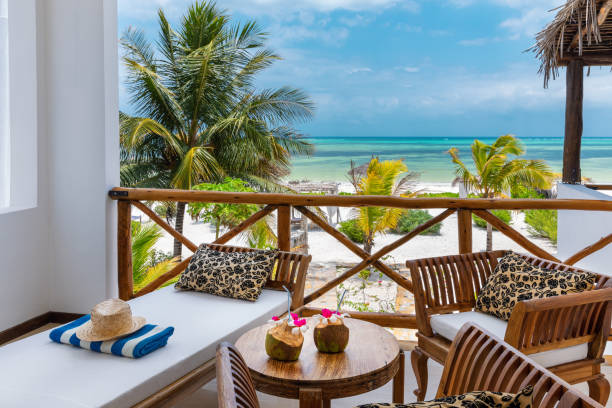 Enjoying holidays in private villa near Indian ocean (Zanzibar island, Tanzania). Property released.